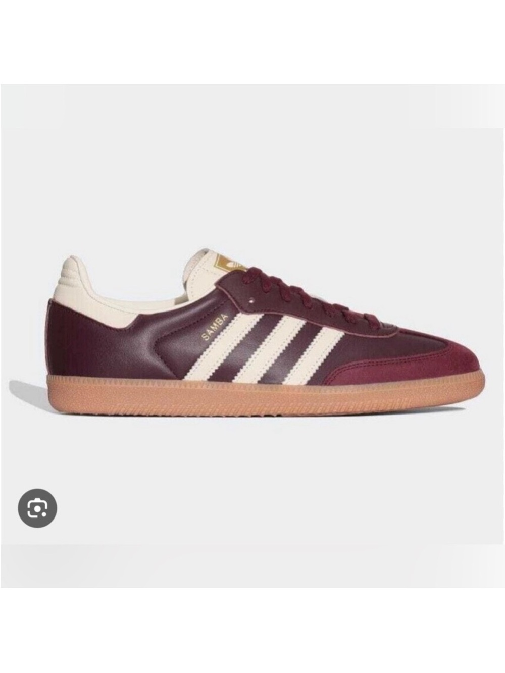 Adidas Samba OG Maroon Gold Metallic with Gum Sole